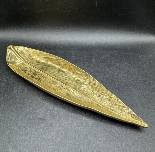 Vintage gold leaf tray dish - gold,